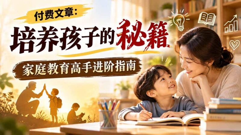 付费文章:培养孩子的秘籍,家庭教育高手进阶指南 三零资源-三零资源