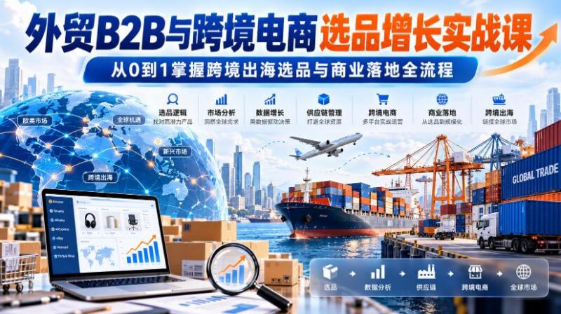 外贸B2B与跨境电商选品增长实战课,从0到1掌握跨境出海选品与商业落地全流程 三零资源-三零资源