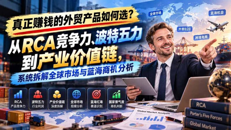 真正赚钱的外贸B2B产品如何选?从RCA竞争力、波特五力到产业价值链,系统拆解全球市场与蓝海商机分析-三零资源