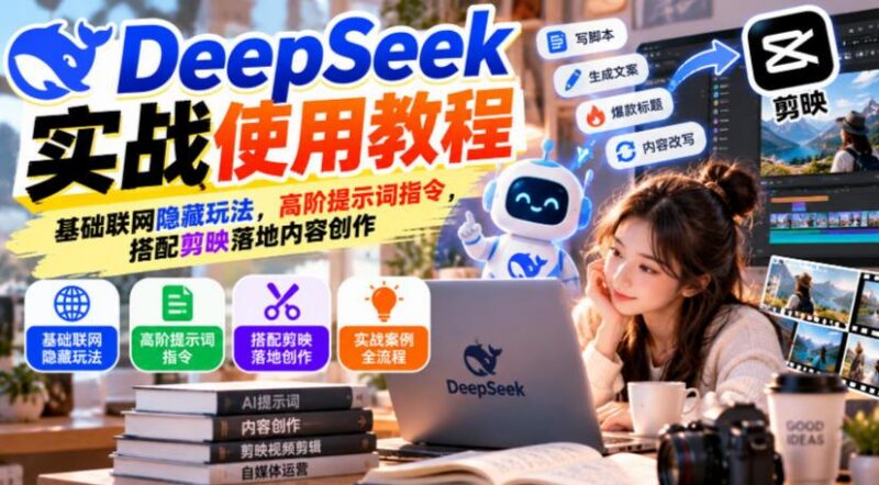 DeepSeek实战使用教程|基础联网隐藏玩法,高阶提示词指令,搭配剪映落地内容创作 三零资源-三零资源