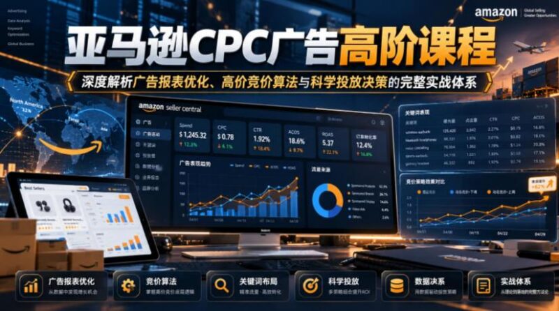 亚马逊CPC广告高阶课程，深度解析广告报表优化、高价竞价算法与科学投放决策的完整实战体系-三零资源