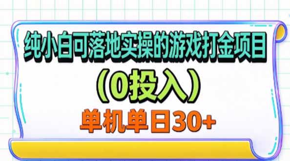 纯小白可落地实操的游戏打金项目(0投入 三零资源-三零资源
