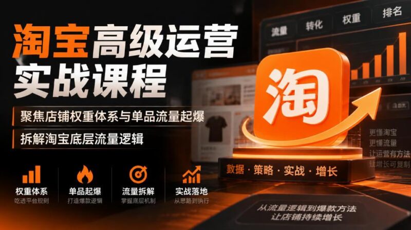 淘宝高级运营实战课程,聚焦店铺权重体系与单品流量起爆,拆解淘宝底层流量逻辑-三零资源