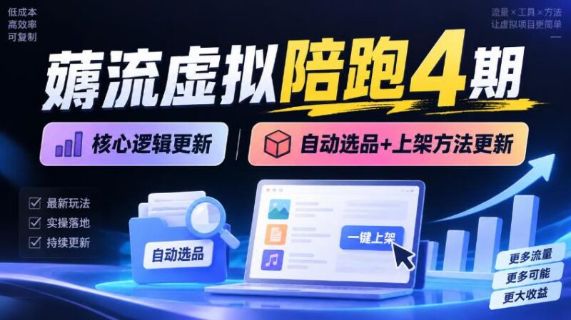 薅流虚拟陪跑4期丨核心逻辑更新丨自动选品+上架方法更新 三零资源-三零资源