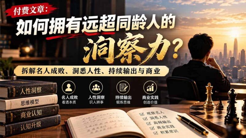 付费文章:如何拥有远超同龄人的洞察力?拆解名人成败、洞悉人性、持续输出与商业实践-三零资源