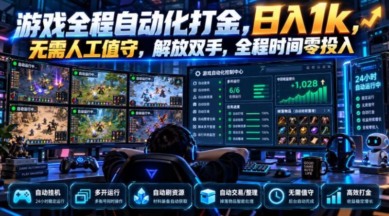 游戏全程自动化打金，日入1k，无需人工值守，解放双手，全程时间零投入【揭秘】 三零资源-三零资源