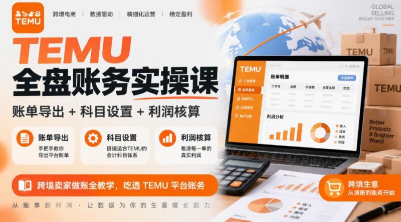 TEMU全盘账务实操课｜账单导出+科目设置+利润核算，跨境卖家做账全教学，吃透TEMU平台账务-三零资源