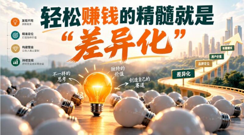 某公众号付费文章:轻松賺钱的精髓就是“差异化”-三零资源