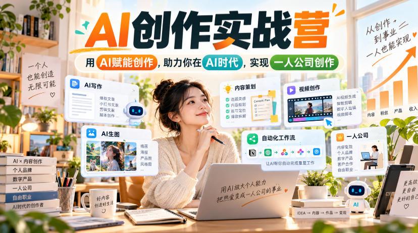 AI创作实战营,用AI赋能创作,助力你在AI时代,实现一人公司创作(更新)