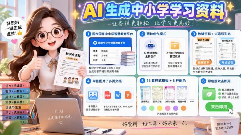 孩子的教辅别再乱买了:同步国家中小学智慧平台,AI一键生成图文教辅和试卷-三零资源