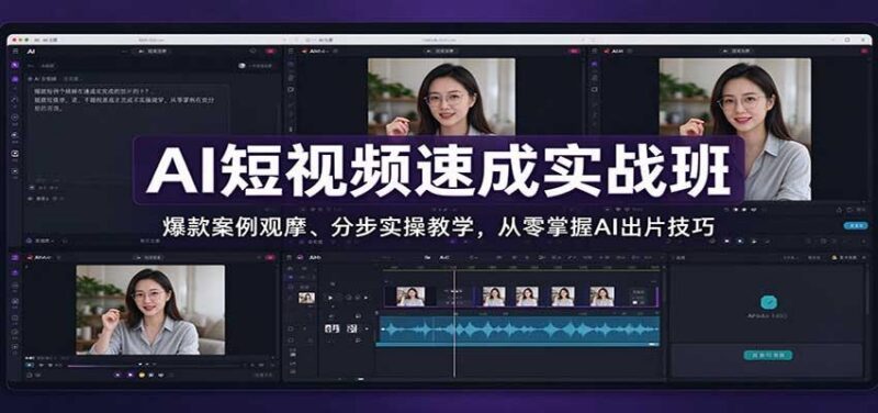 AI短视频速成实战班：爆款案例观摩、分步实操教学，从零掌握AI出片技巧 三零资源-三零资源