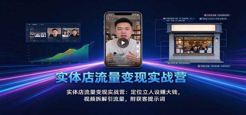 实体店流量变现实战营:定位立人设赚大钱,视频拆解引流量,附获客提示词 三零资源-三零资源
