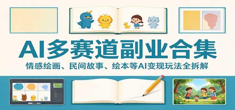 AI多赛道副业合集：情感绘画、民间故事、绘本等AI变现玩法全拆解 三零资源-三零资源