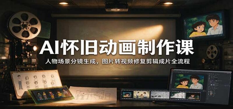 AI怀旧动画制作课:人物场景分镜生成,图片转视频修复剪辑成片全流程 三零资源-三零资源