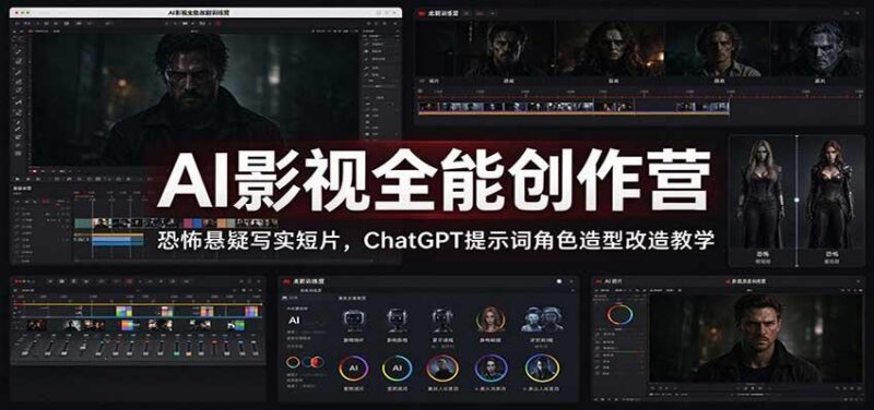 AI影视全能创作营:恐怖悬疑写实短片,ChatGPT提示词角色造型改造教学 三零资源-三零资源