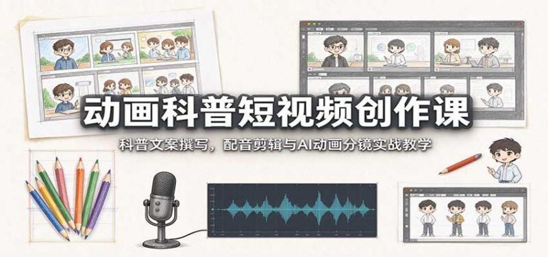 动画科普短视频创作课:科普文案撰写,配音剪辑与AI动画分镜实战教学