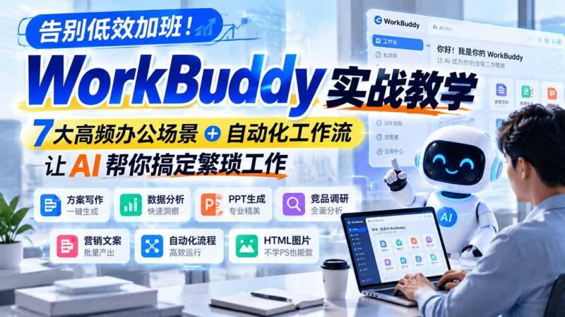 告别低效加班!WorkBuddy实战教学,7大高频办公场景+自动化工作流,让AI帮你搞定繁琐工作-三零资源
